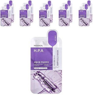 MEDIHEAL, HPA Derma Ampoule Beauty Mask, Beauty-Maske mit HPA-Derma-Ampulle, 10 Tuchmasken, 26 ml (0,87 fl. oz.)