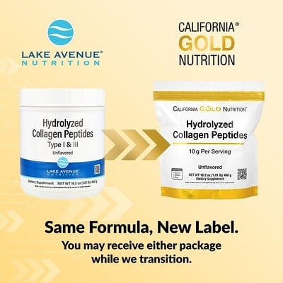 Thumbnail - California Gold Nutrition, Hydrolyzed Collagen Peptides, hydrolysierte Kollagenpeptide Typ I und III, geschmacksneutral,...