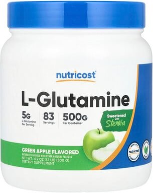 Nutricost, L-Glutamine, L-Glutamin, Grüner Apfel, 500 g (17,9 oz.)
