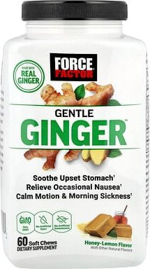 Thumbnail - Force Factor, Gentle Ginger™, Honig-Zitrone, 60 Kau-Snacks