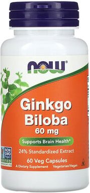 NOW Foods, Ginkgo biloba, 60 mg, 60 pflanzliche Kapseln