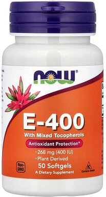 NOW Foods, E-400, 268 mg (400 IU), 50 Weichkapseln