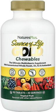 NaturesPlus, Source of Life, Gold Chewables, köstlicher Geschmack nach tropischen Früchten, 90 Kautabletten