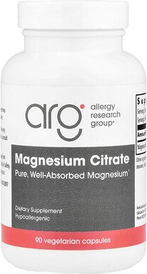 Allergy Research Group, Magnesium Citrate, Magnesiumcitrat, 90 pflanzliche Kapseln (170 mg pro Kapsel)