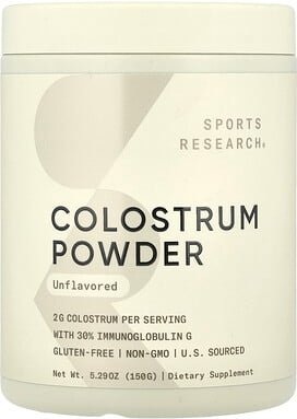Sports Research, Colostrum Powder, Unflavored, Colostrum-Pulver, geschmacksneutral, 150 g (5,29 oz.)