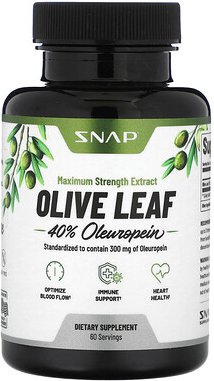 Snap Supplements, Olive Leaf, Olivenblatt, maximale Stärke, 750 mg, 60 Kapseln