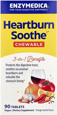 Enzymedica, Heartburn Soothe, Mittel gegen Sodbrennen, Orange-Vanille, 90 Tabletten