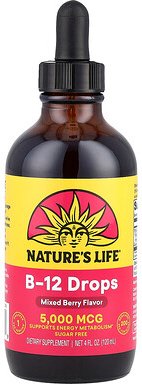 Nature's Life, B-12 Drops, Mixed Berry, B12-Tropfen, gemischte Beeren, 5.000 mcg, 120 ml (4 fl. oz.)