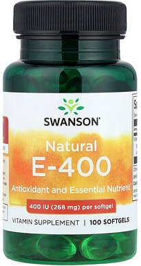 Swanson, Natural E-400, natürliches Vitamin E, 268 mg (400 IU), 100 Weichkapseln