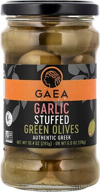 Gaea, Mit Knoblauch gefüllte grüne Oliven, 295 g (10,4 oz.)