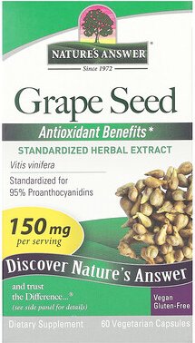 Nature's Answer, Grape Seed, Traubenkerne, 150 mg, 60 pflanzliche Kapseln