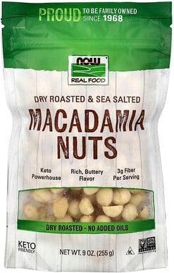 NOW Foods, Real Food, Macadamia Nuts, Macadamianüsse, trocken geröstet und mit Meersalz, 255 g (9 oz.)
