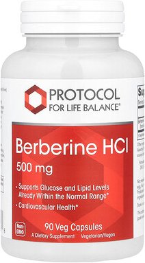 Protocol for Life Balance, Berberine HCl, Berberin HCl, 500 mg, 90 pflanzliche Kapseln