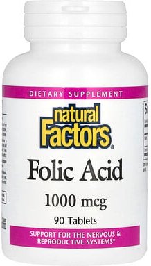 Natural Factors, Folic Acid, Folsäure, 1.000 mcg, 90 Tabletten
