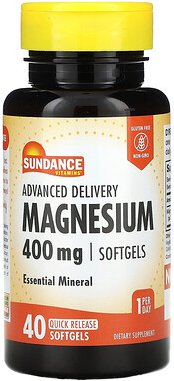 Sundance Vitamins, Magnesium, Advanced Delivery, 400 mg, 40 Weichkapseln mit schneller Freisetzung
