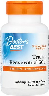 Doctor's Best, Trans-Resveratrol 600, 600 mg, 60 pflanzliche Kapseln