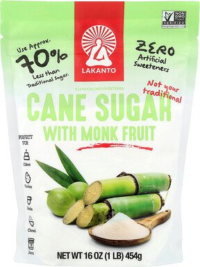 Lakanto, Cane Sugar with Monk Fruit, Rohrzucker mit Mönchsfrucht, 454 g (16 oz.)