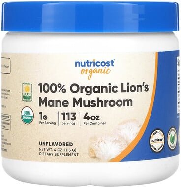 Thumbnail - Nutricost, 100% Bio-Löwenmähne-Pilz, geschmacksneutral, 113 g (4 oz.)