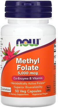 Thumbnail - NOW Foods, Methylfolat, 5.000 mcg, 50 pflanzliche Kapseln