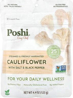 Poshi, Easy Chef, Blumenkohl mit Salz und schwarzem Pfeffer, 125 g (4,4 oz.)