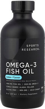 Sports Research, Omega-3 Fish Oil, Omega-3-Fischöl, Zitrone, 237 ml (8 oz.)