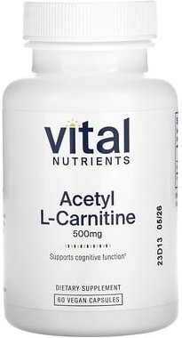 Vital Nutrients, Acetyl-L-Carnitin, 500 mg, 60 vegane Kapseln