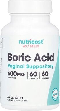 Nutricost, Frauen, Borsäure, Vaginalzäpfchen, 600 mg, 60 Kapseln