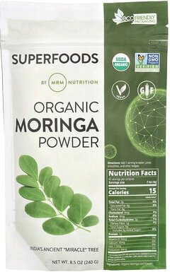 MRM Nutrition, Organic Moringa Powder, Bio-Moringapulver, 240 g (8,5 oz.)