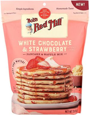 Bob's Red Mill, White Chocolate & Strawberry Pancake & Waffle Mix, Pfannkuchen- und Waffelmischung mit weißer Schokolade...