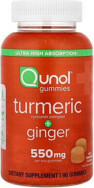 Qunol, Turmeric + Ginger, Kurkuma + Ingwer, reichhaltige Mandarine, 90 Fruchtgummis (275 mg pro Fruchtgummi)