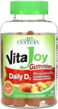 21st Century, VitaJoy® Daily D3 Gummies, Pfirsich, 120 Fruchtgummis (25 mcg (1.000 IU) pro Fruchtgummi)