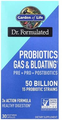 Garden of Life, Probiotika, Blähungen und Blähungen, 50 Milliarden, 30 vegetarische Kapseln