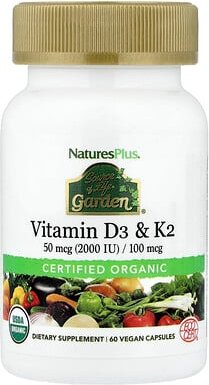NaturesPlus, Source of Life Garden, Vit D3 & K2, 60 vegane Kapseln