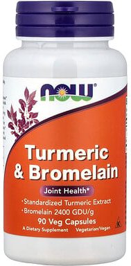 NOW Foods, Kurkuma & Bromelain, 90 pflanzliche Kapseln