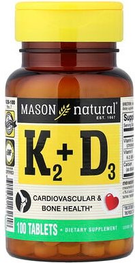 Mason Natural, Vitamin K2 Plus Vitamin D3, Vitamin K2 plus Vitamin D3, 100 mcg, 100 Tabletten
