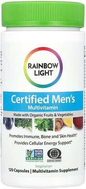 Rainbow Light, Certified Men‘s Multivitamin, zertifiziertes Multivitamin für Männer, 120 Kapseln