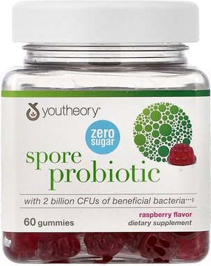 Youtheory, Spore Probiotic Gummies, probiotische Fruchtgummis, Himbeere, 60 Fruchtgummis