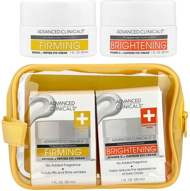 Advanced Clinicals, Eye Cream, Firming & Brightening, Augencreme, straffend und aufhellend, 2-teiliges Set