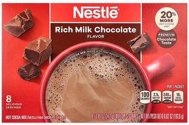 Nestle Hot Cocoa Mix, Rich Milk Chocolate, reichhaltige Milchschokolade, 8 Päckchen, je 24,2 g (0,85 oz.).
