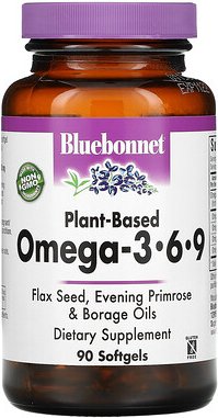 Bluebonnet Nutrition, Pflanzenbasierte Omega-3-6-9, 90 Weichkapseln
