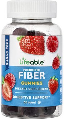 Lifeable, Prebiotic Fiber Gummies, präbiotische Ballaststoff-Fruchtgummis, zuckerfrei, Beere, 60 Fruchtgummis