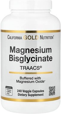 California Gold Nutrition, Magnesium Bisglycinate, Magnesiumbisglycinat, Formel mit TRAACS®, 240 pflanzliche Kapseln (10...