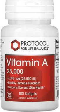 Thumbnail - Protocol for Life Balance, Vitamin A, 7.500 mcg (25.000 IU), 100 Weichkapseln