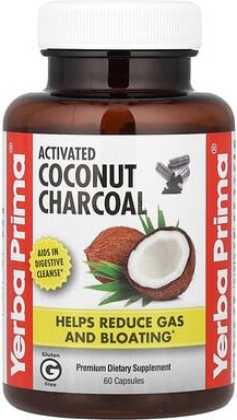 Yerba Prima, Activated Coconut Charcoal, Aktivkohle aus Kokosnuss, 60 Kapseln (130 mg pro Kapsel)