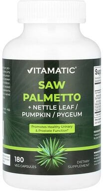 Thumbnail - Vitamatic, Saw Palmetto + Nettle Leaf/Pumpkin/Pygeum, Sägepalmenbeere + Brennnesselblatt/Kürbis/Pygeum, 180 pflanzliche ...