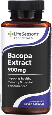 Thumbnail - LifeSeasons, Bacopa Extract, Fettblattextrakt, 60 pflanzliche Kapseln (450 mg pro Kapsel)
