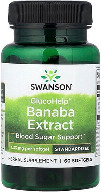 Thumbnail - Swanson, GlucoHelp®, Banaba Extract, Banaba-Extrakt, standardisiert, 1,33 mg, 60 Weichkapseln