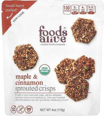 Foods Alive, Gekeimte Chips, Ahornsirup und Zimt, 113 g (4 oz.)