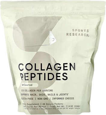 Sports Research, Kollagenpeptide, geschmacksneutral, 20 Päckchen, je 11 g (0,39 oz.)