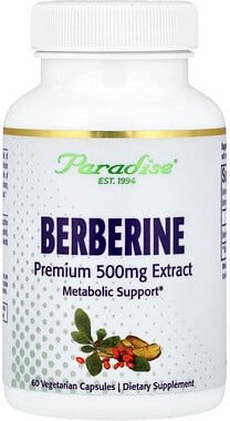 Paradise Herbs, Berberine, Berberin, 500 mg, 60 pflanzliche Kapseln